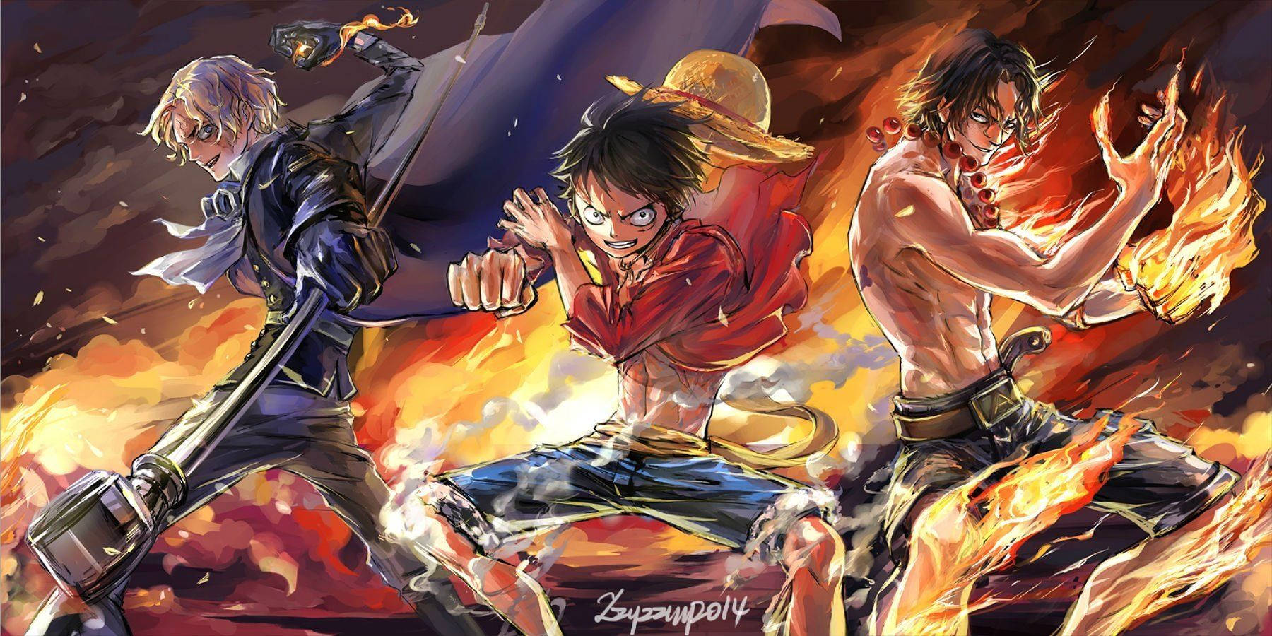 Nagsama-sama si Luffy at ang Kanyang mga Kapatid Wallpaper