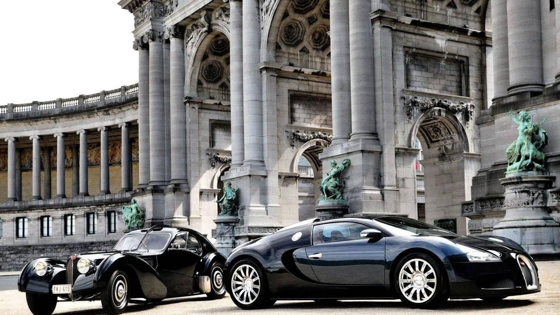 Naka-park na Bugatti Veyron sa Arko Wallpaper