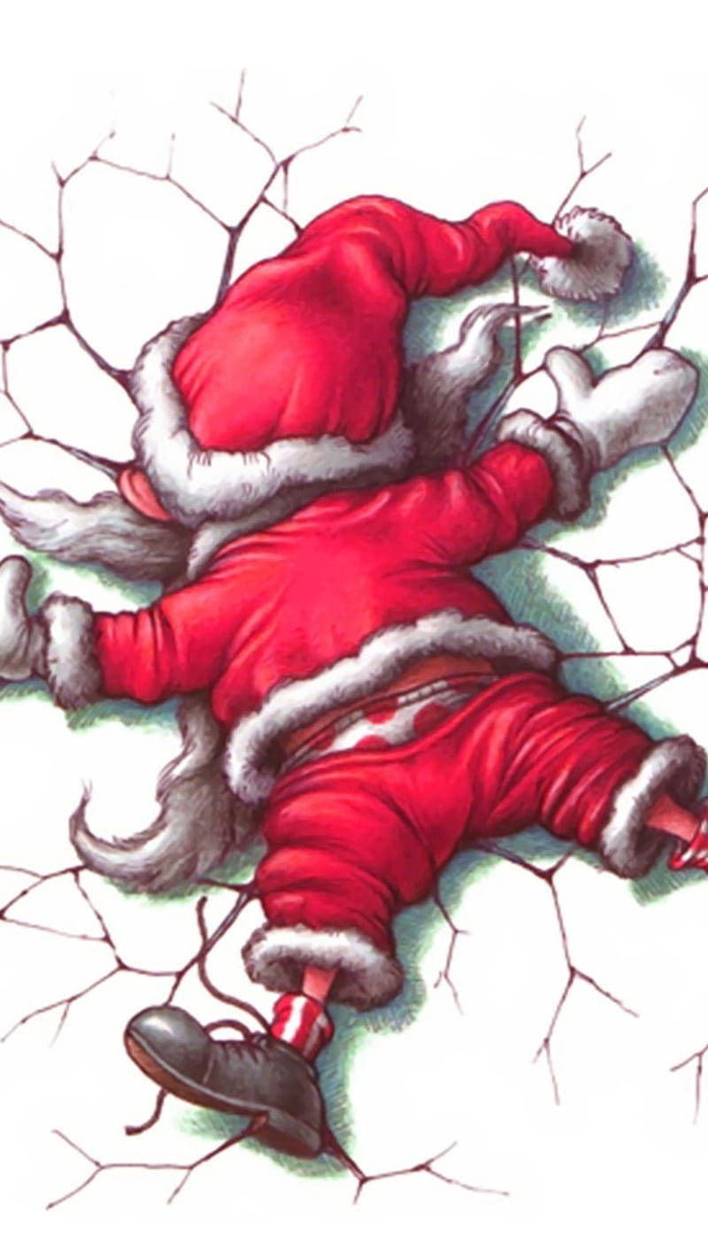 Nakahigang Santa Claus Nakakatawang Pasko Wallpaper
