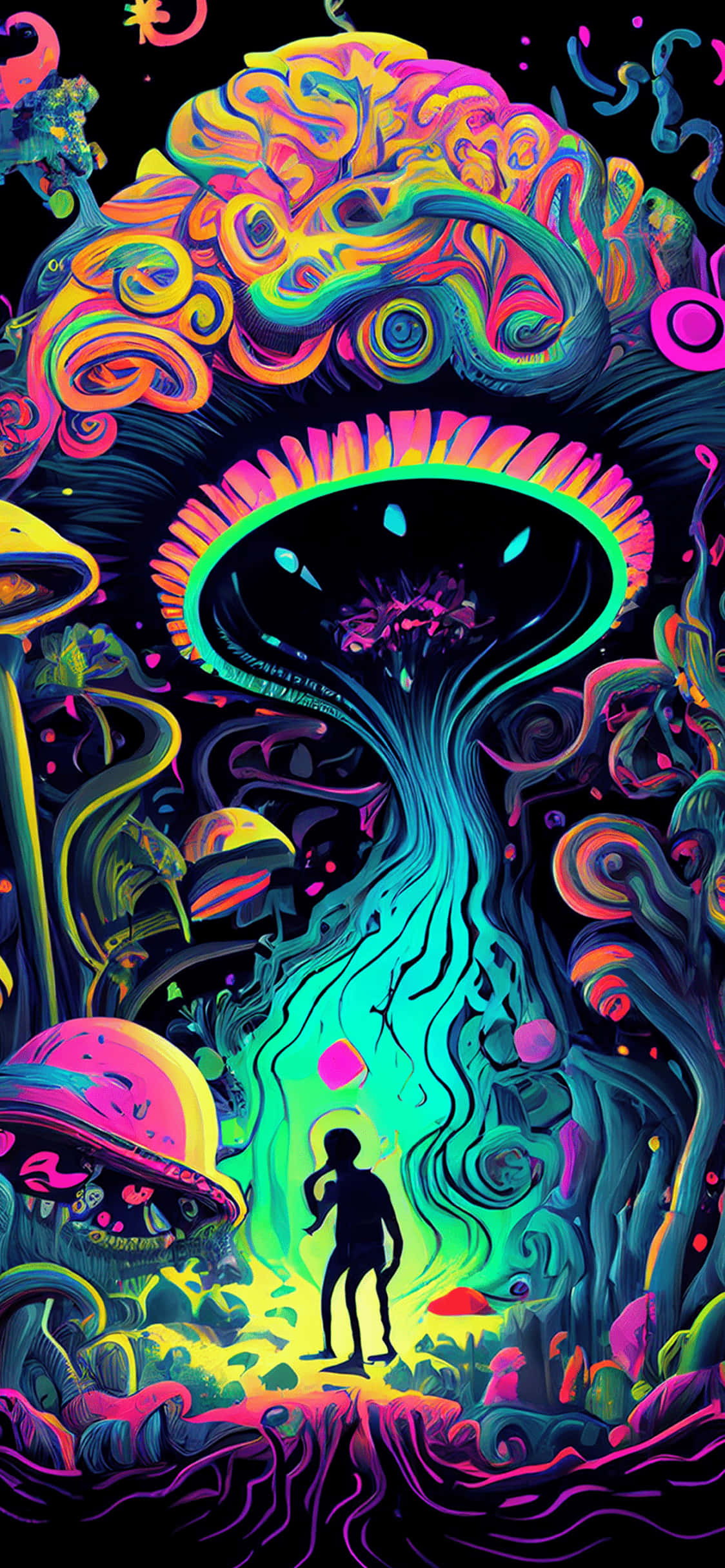 Nakaka-engganyong Paglalakbay sa Pamamagitan ng Saykedelik na Borteks Wallpaper