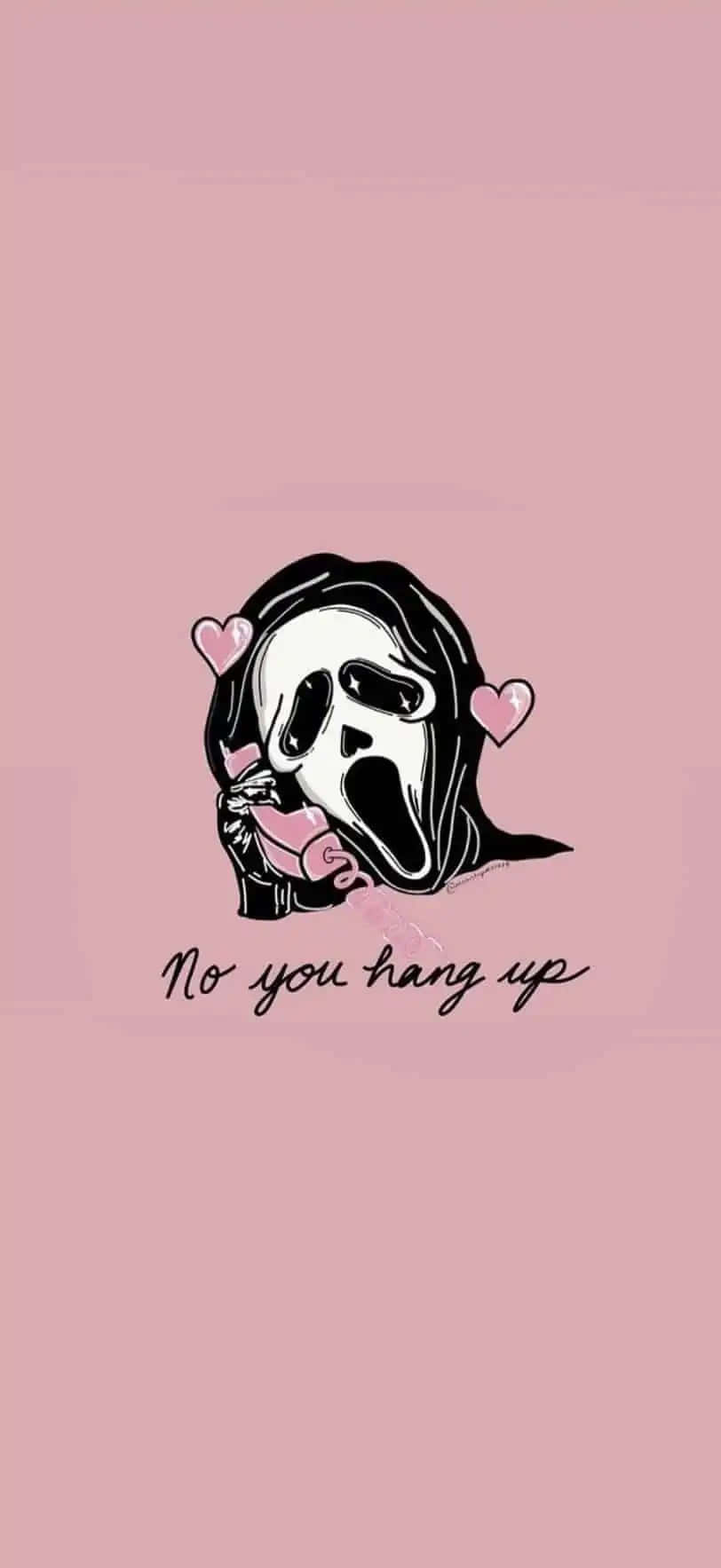 Nakakaakit-akit na pink Halloween background na may flying bats, candles at creepy skulls Wallpaper