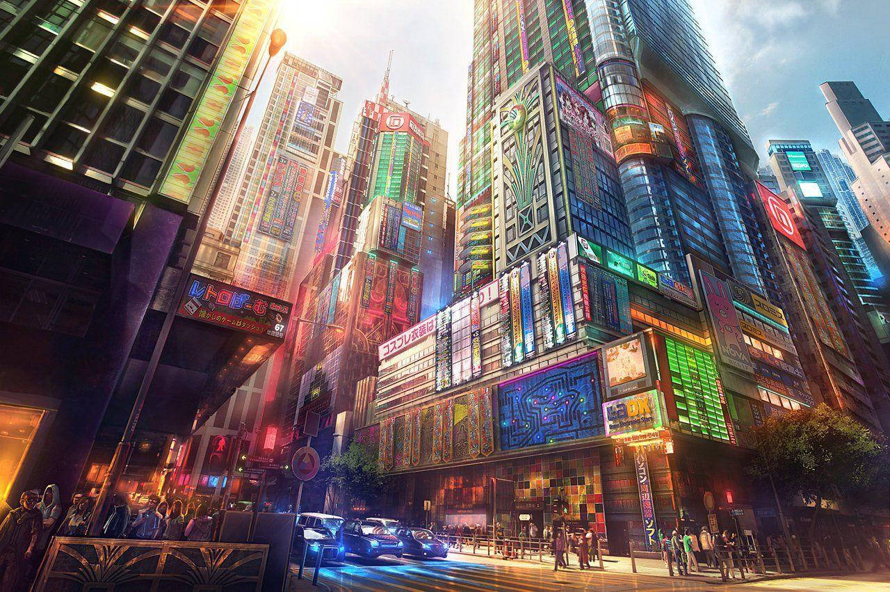 Nakakaakit na Eksena sa Anime na Pelikula ng Hapon sa Lungsod Wallpaper