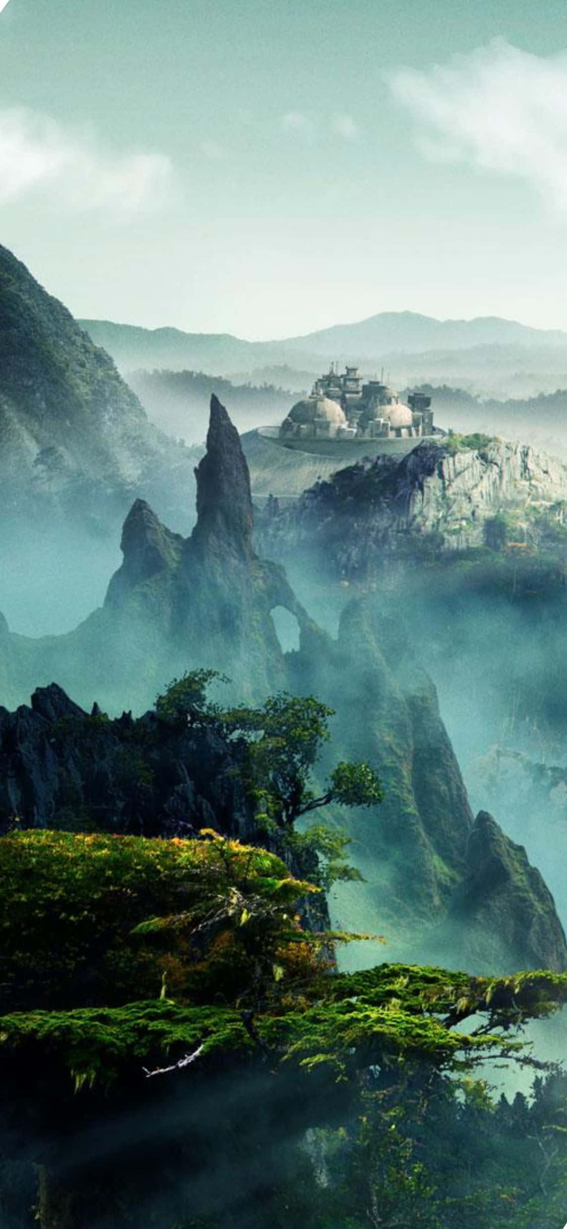 Nakakaakit na iPhone XS Civilization Beyond Earth Foggy Mountains Background Wallpaper