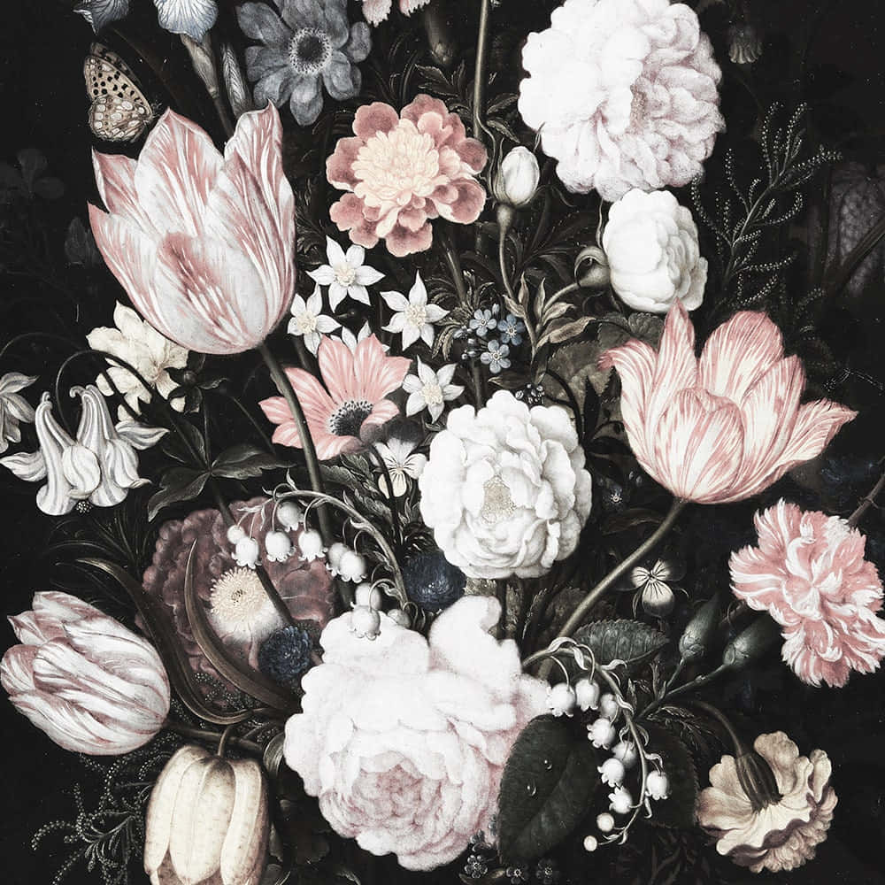 Nakakaakit na Madilim na Background na Bulaklak Wallpaper