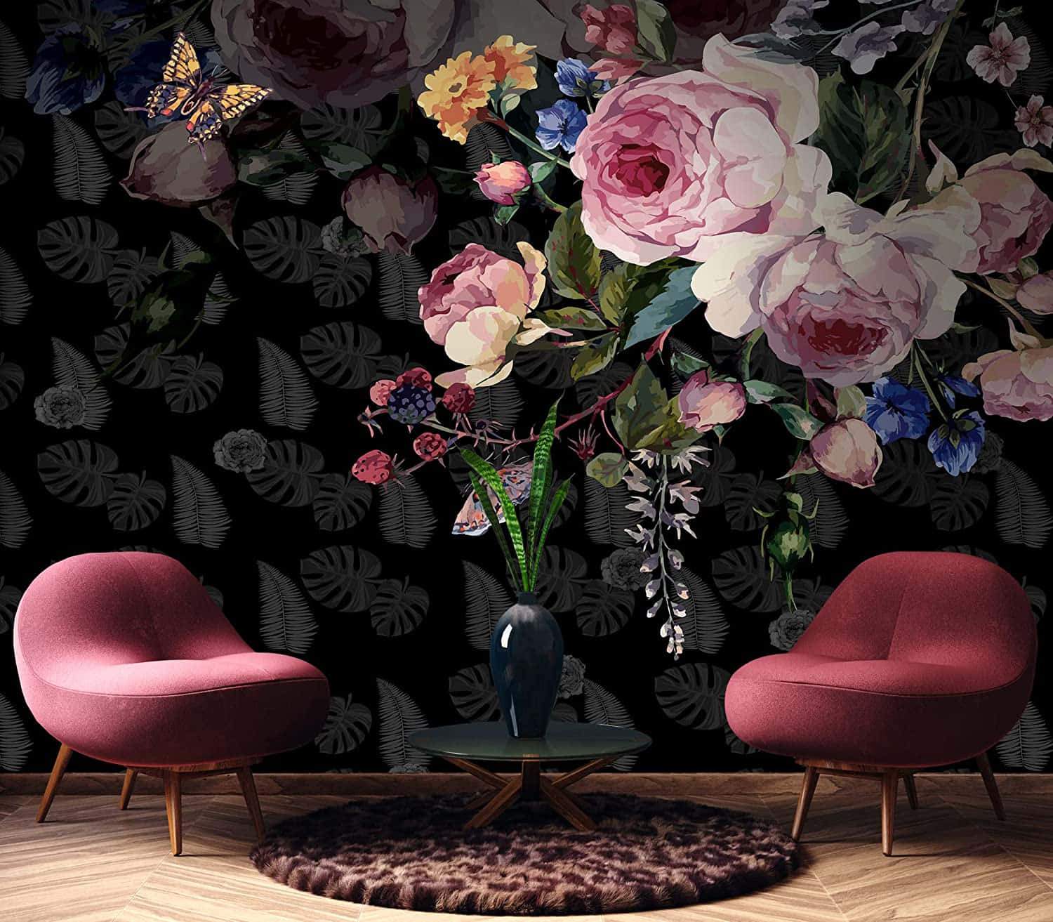 Nakakaakit na Madilim na Bulaklak na Background Wallpaper