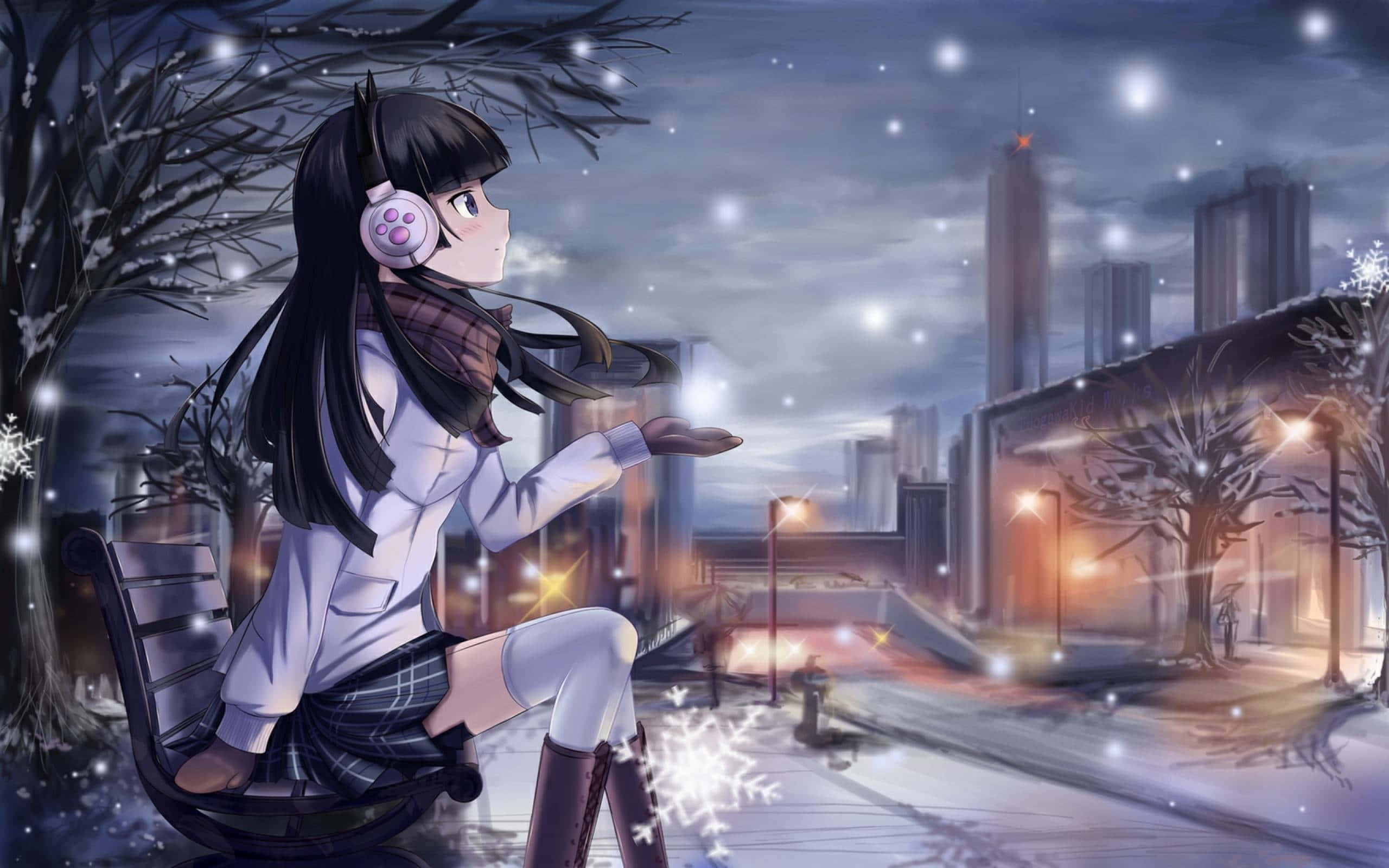 Nakakaakit na Tanawin ng Anime sa Ilalim ng Liwanag ng Buwan Wallpaper
