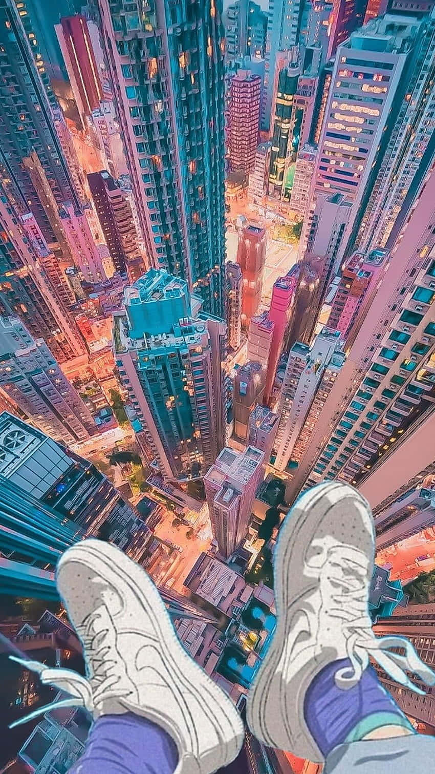 Nakakaakit na Tanawin ng Anime City sa Gabi Wallpaper