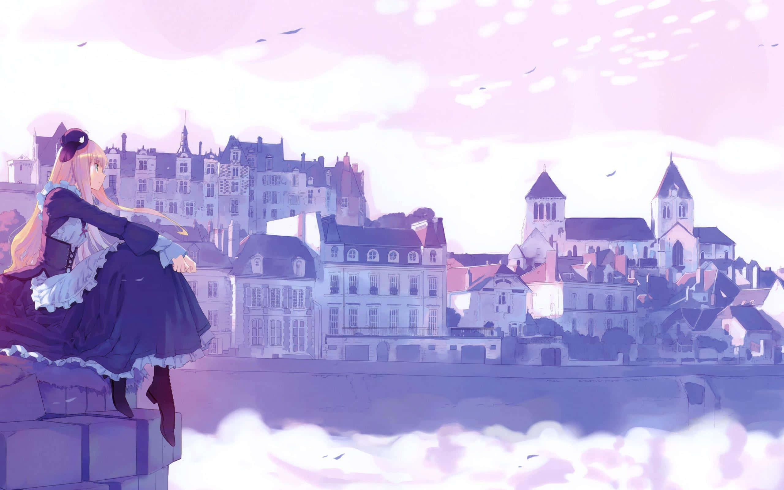 Nakakaakit na Tanawin ng Anime sa Mahiwagang Kagubatan Wallpaper