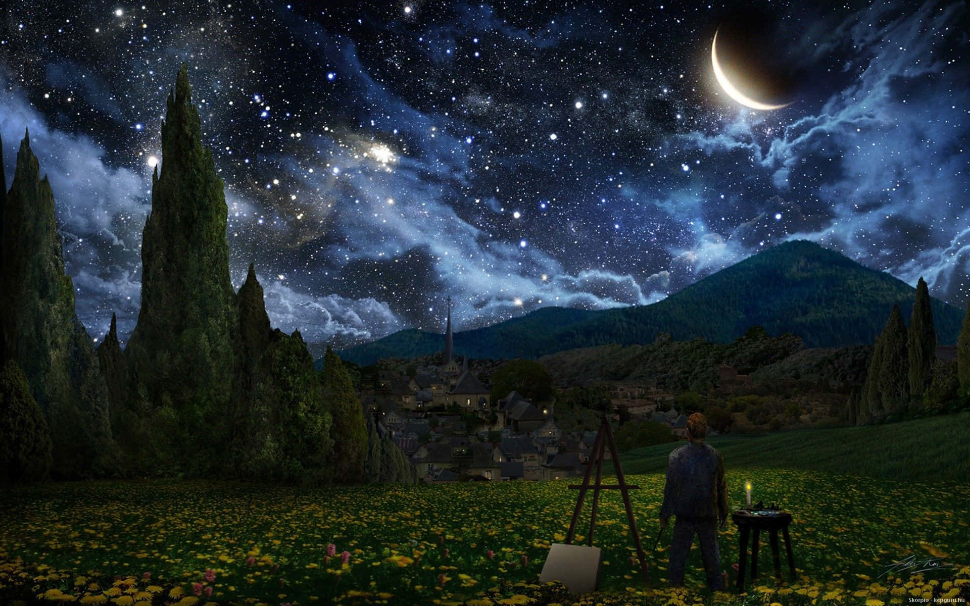 Nakakaakit na Tanawin ng Galaxy at Nebula sa Kalawakan Wallpaper