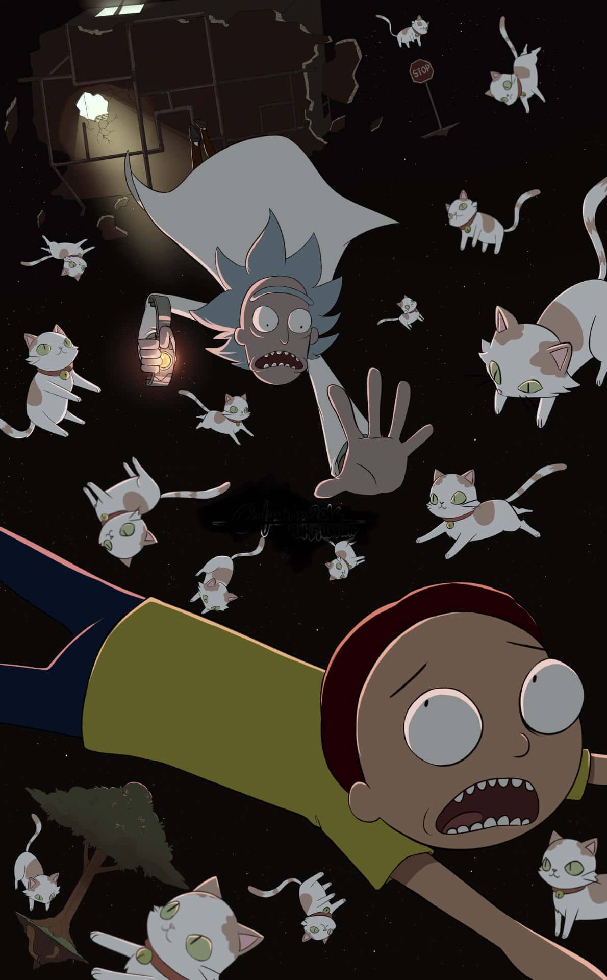 Nakakaintriga na Ilustrasyon ng Quantum Cat ni Schrodinger Wallpaper