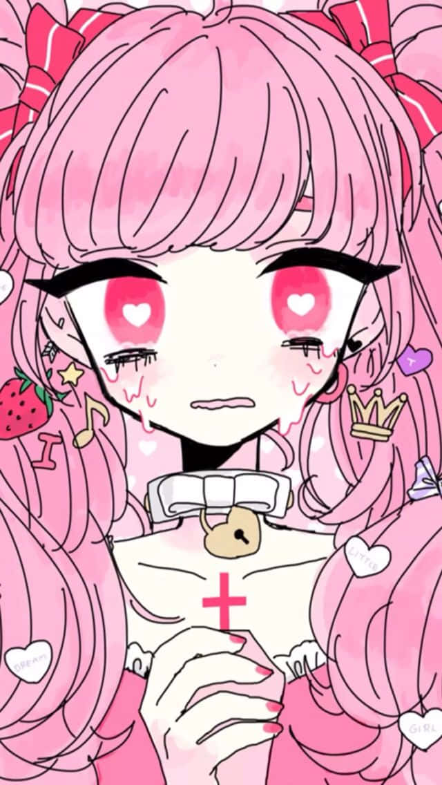 Nakakaiyak na Pastel Goth Anime Girl na Nagdarasal Wallpaper