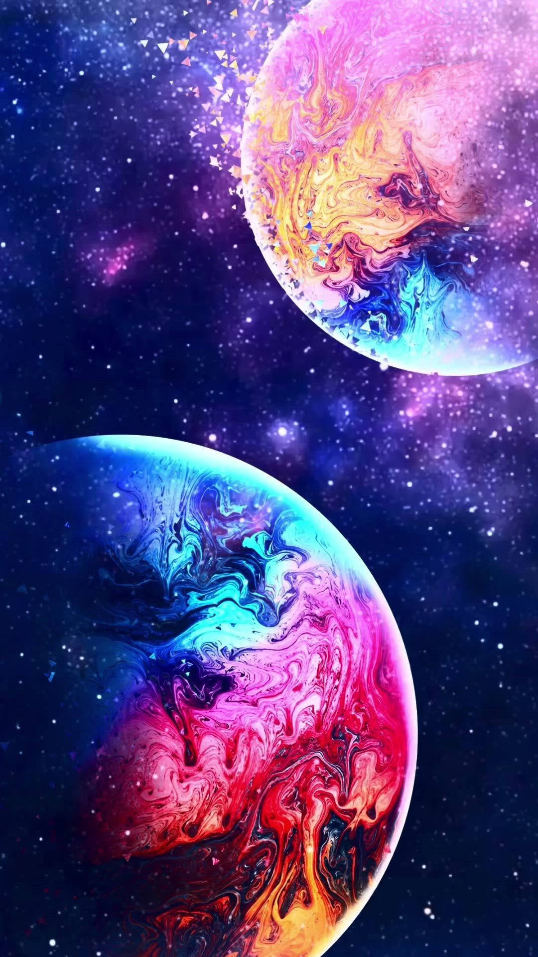 Nakakasilaw na Banggaan ng Dalawang Planeta sa Isang Nakatutuwang Galaksiya Wallpaper