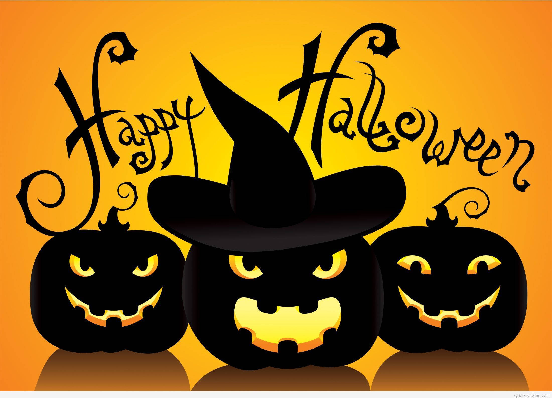 Nakakatakot na mga Kalabasa para sa Halloween na Kawaii Wallpaper