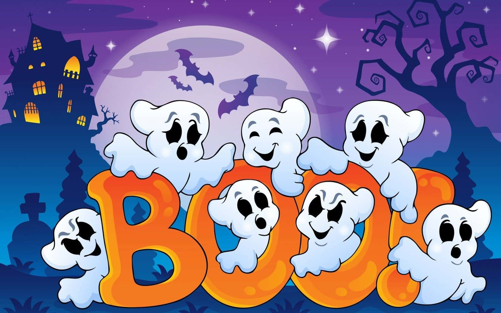 Nakakatakot na Multo na Lumulutang sa Halloween Wallpaper