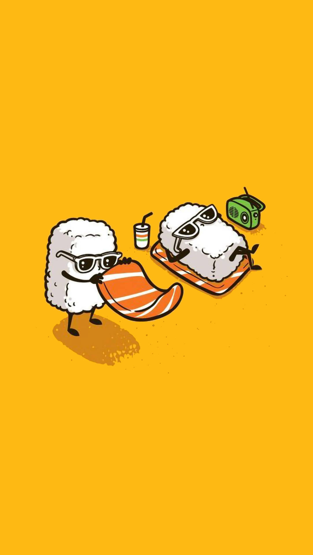 Nakakatawang Aesthetic na Pahingahan ng Sushi Wallpaper