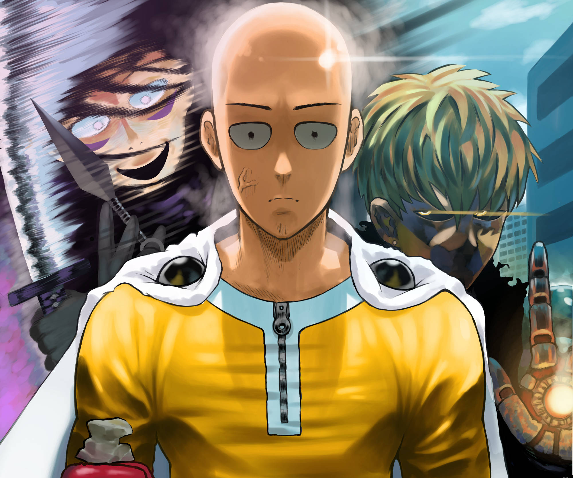 Nakakatawang Anime Saitama Kasama si Genos Wallpaper