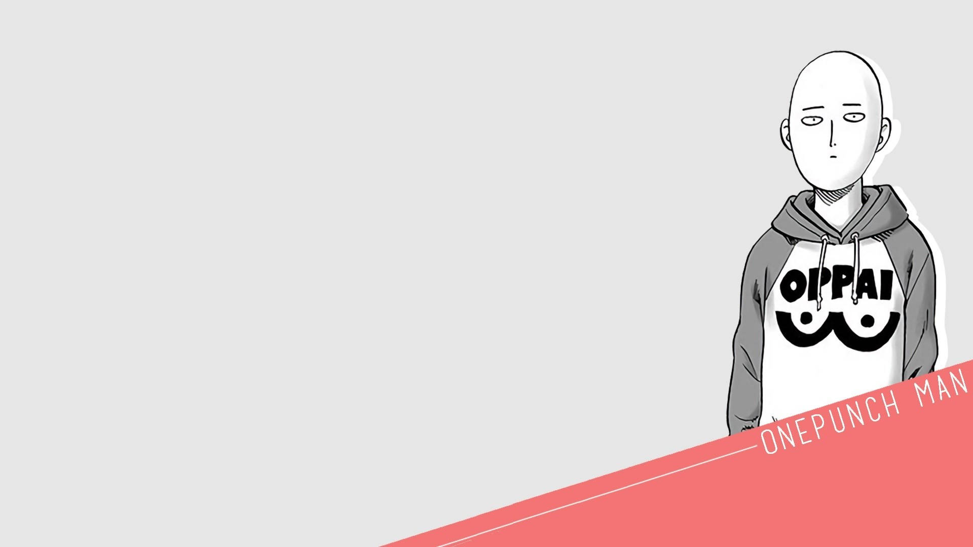 Nakakatawang Anime na si Saitama na Naka-Oppai Jacket Wallpaper