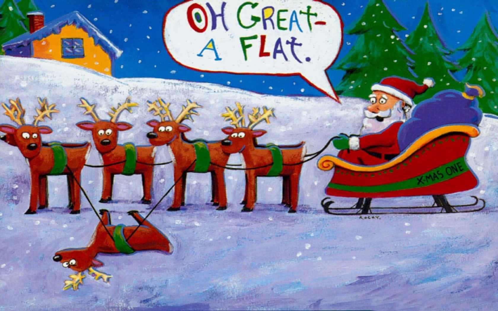 Nakakatawang Christmas Zoom Background ni Santa at ng Kanyang mga Reindeer Wallpaper