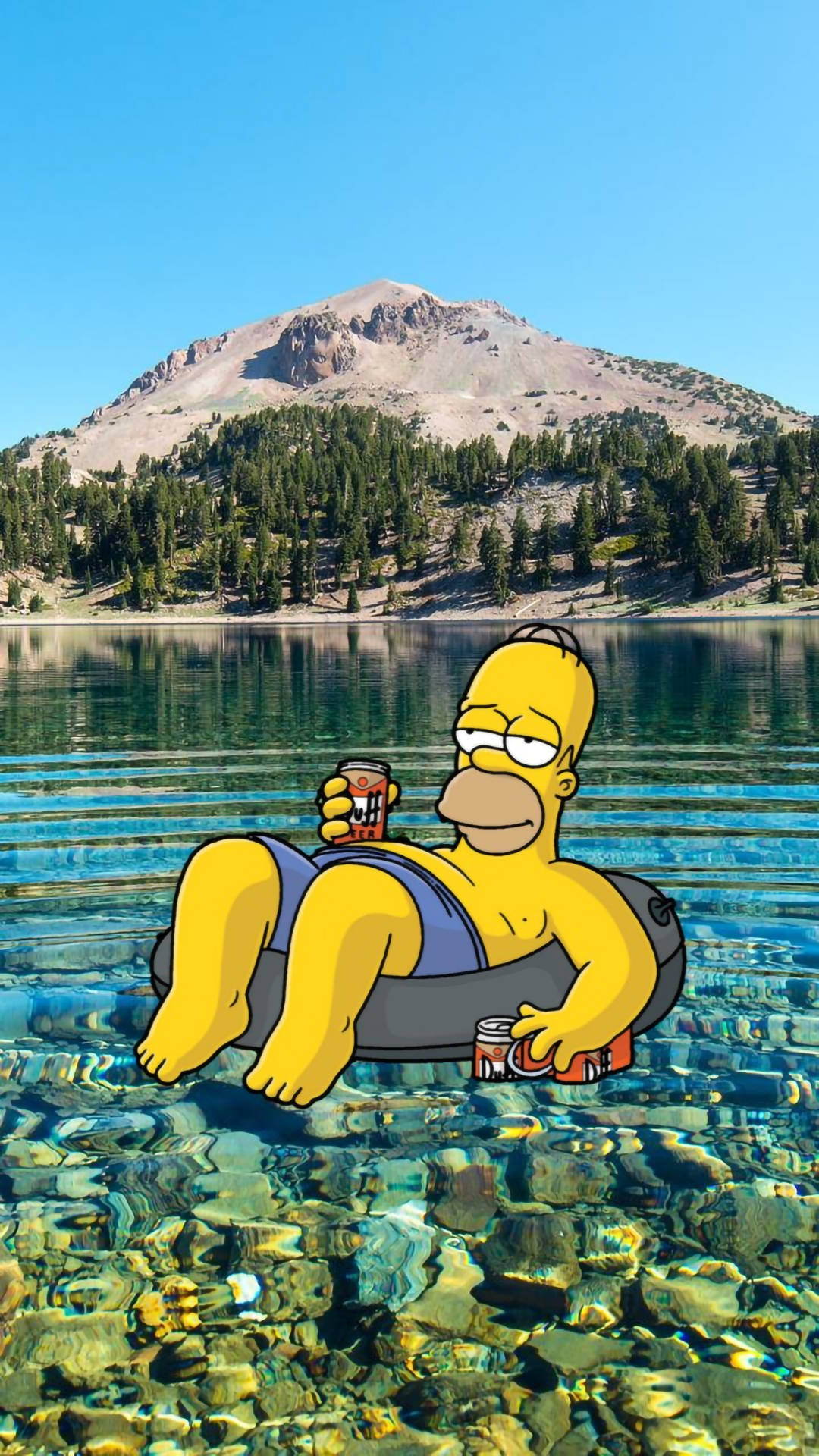 Nakakatawang Homer sa Magandang Lawa Wallpaper