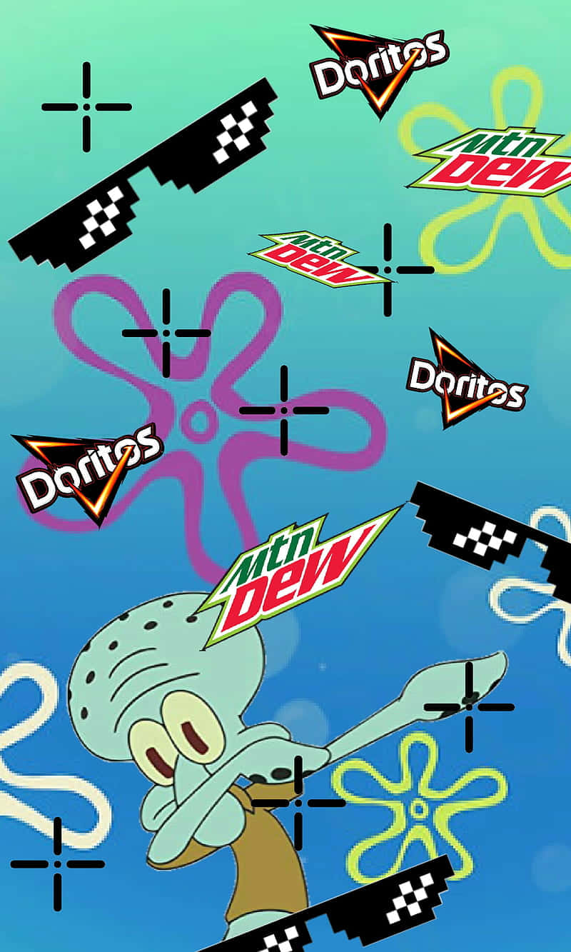 Nakakatawang Larawan ng mga Sticker ng Sining ni Spongebob Wallpaper
