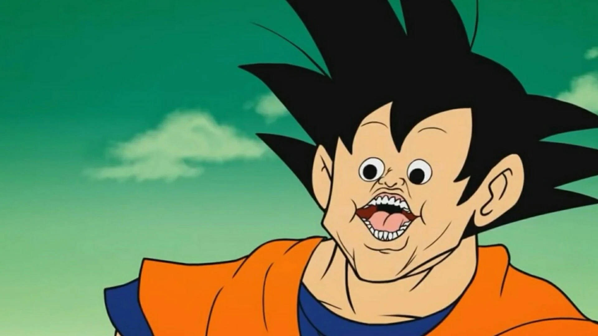 Nakakatawang Mukha ni Goku na Meme sa Anime Wallpaper
