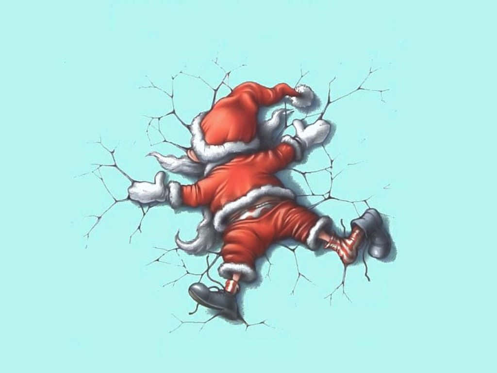 Nakakatawang Sandali ni Santa Claus at Reindeer sa Pasko Wallpaper