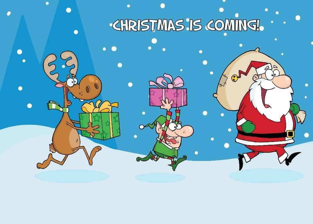 Nakakatawang Santa Claus na Nakasakay sa Pabitin na Pala-pala Wallpaper