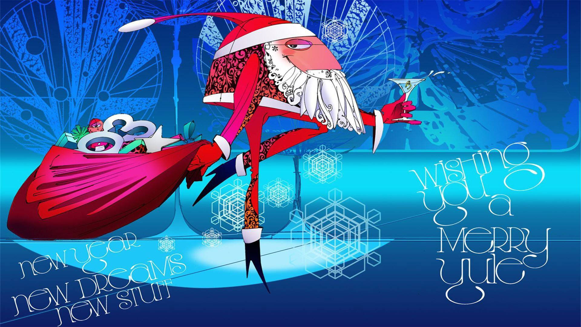 Nakakatawang Santa Kasama ang Sako Para sa Pasko Wallpaper
