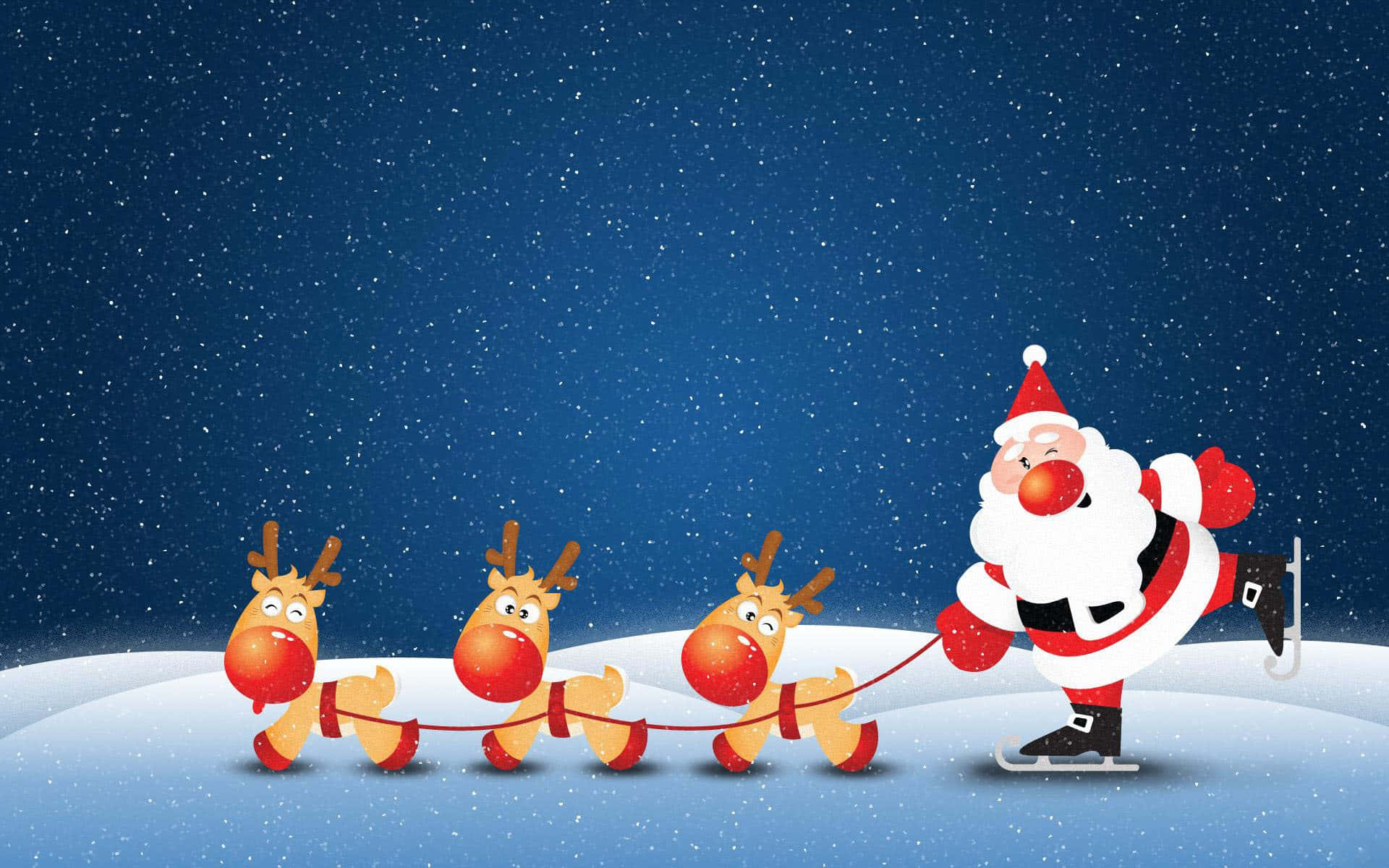 Nakakatawang Selfie ni Santa at Reindeer Wallpaper