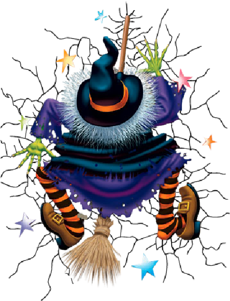 Nakakatawang Witch Crash Halloween Graphic Wallpaper