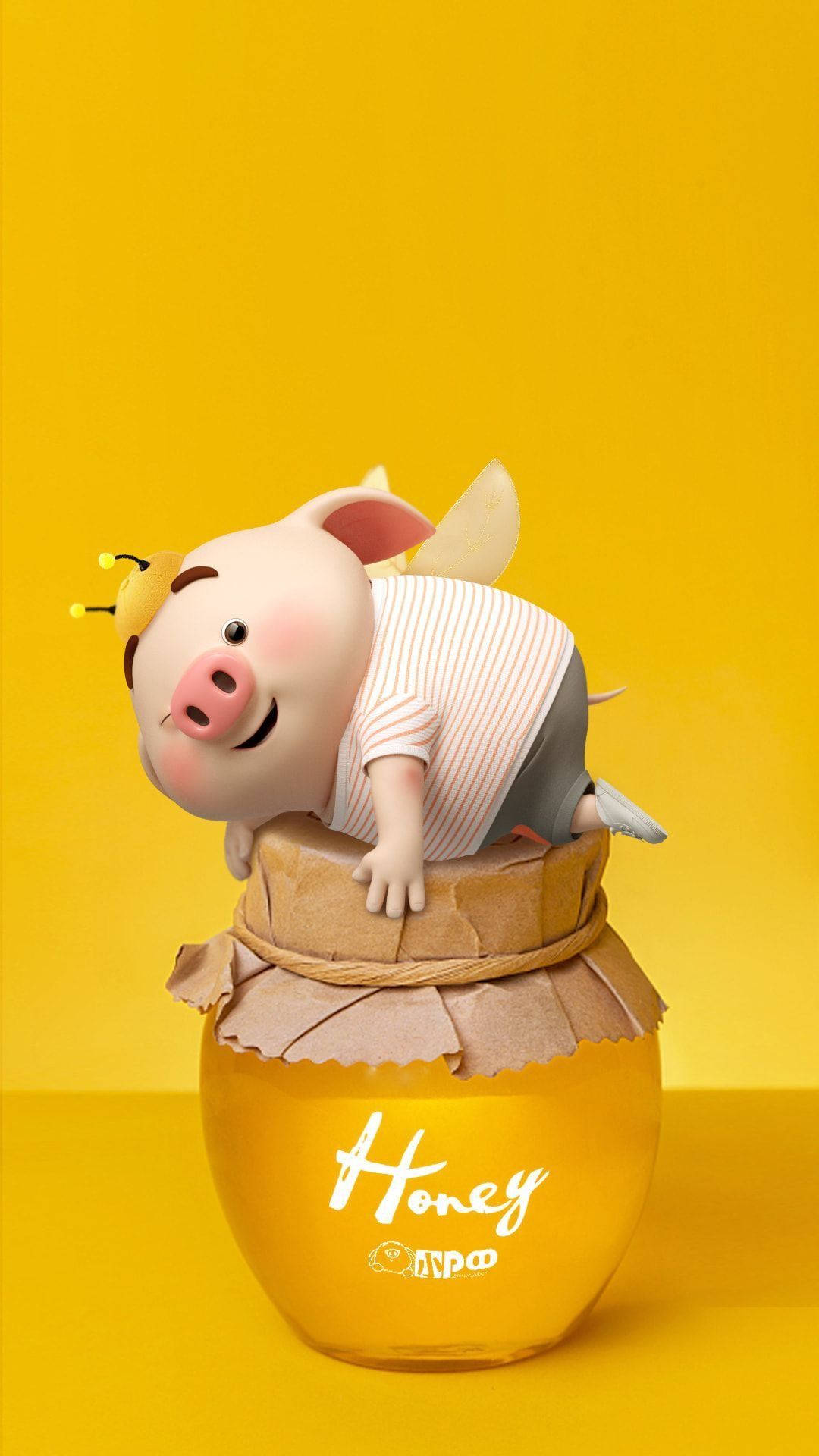 Nakakatuwang Baboy sa Lalagyan ng Pulot Wallpaper