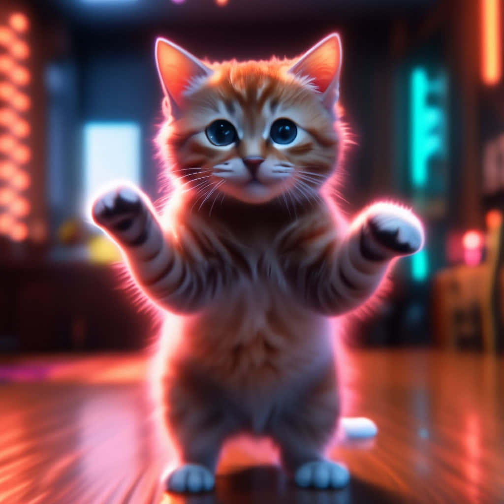 Nakakawang Pusa na Sumasayaw na Guhit Wallpaper