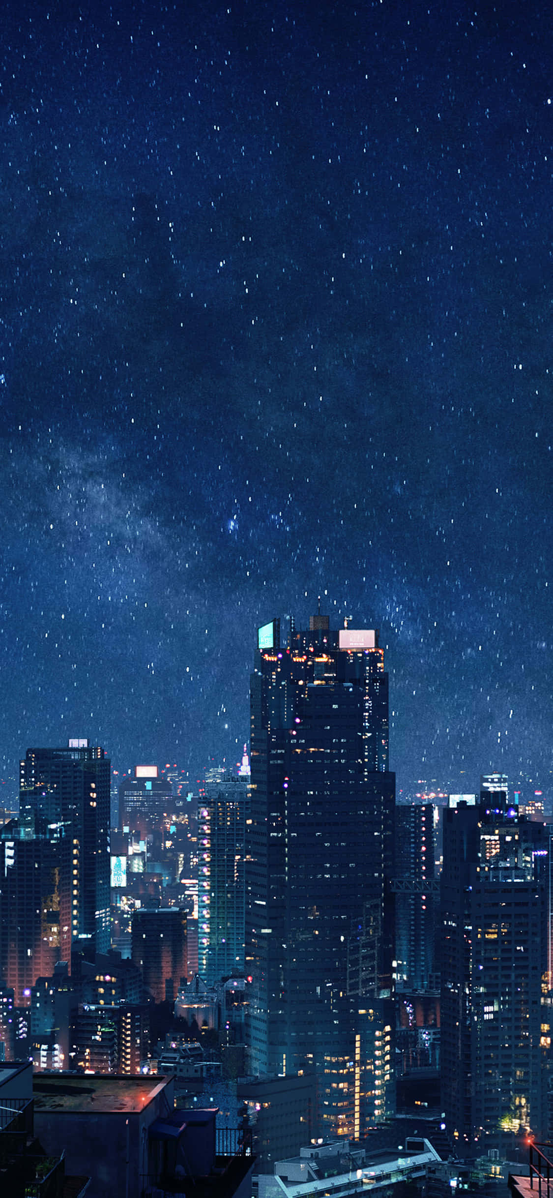 Nakamamang Tanawin ng Lungsod sa Takipsilim na may Estetikang Anime Wallpaper