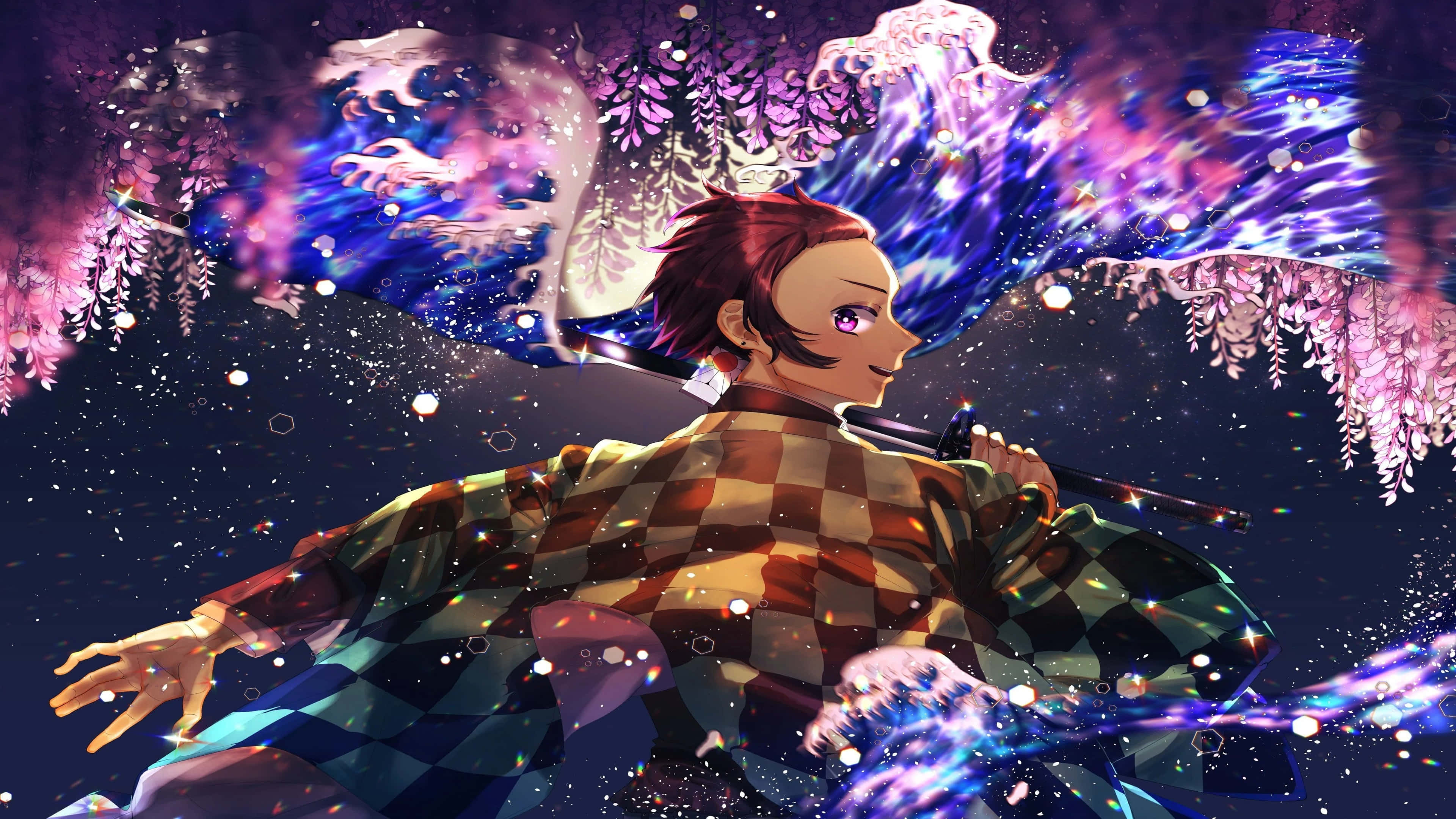 Nakamamanghang 4K na larawan ng matinding eksena mula sa seryeng anime na Demon Slayer. Wallpaper