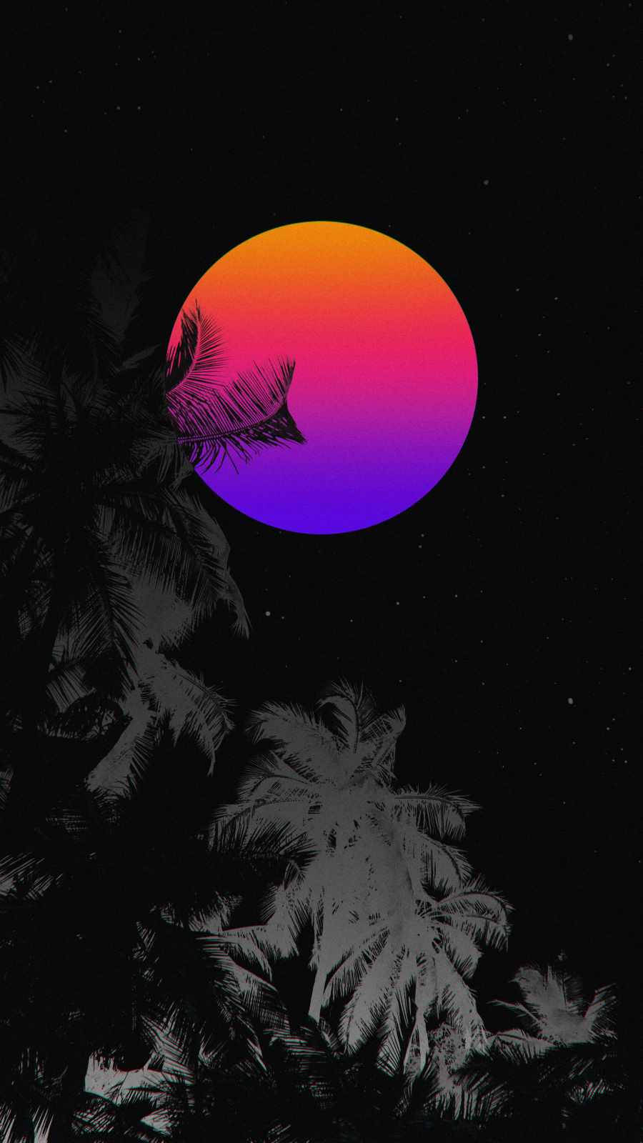 Nakamamanghang Tanawin ng Isang Tri-kulay na Neon na Buwan Wallpaper