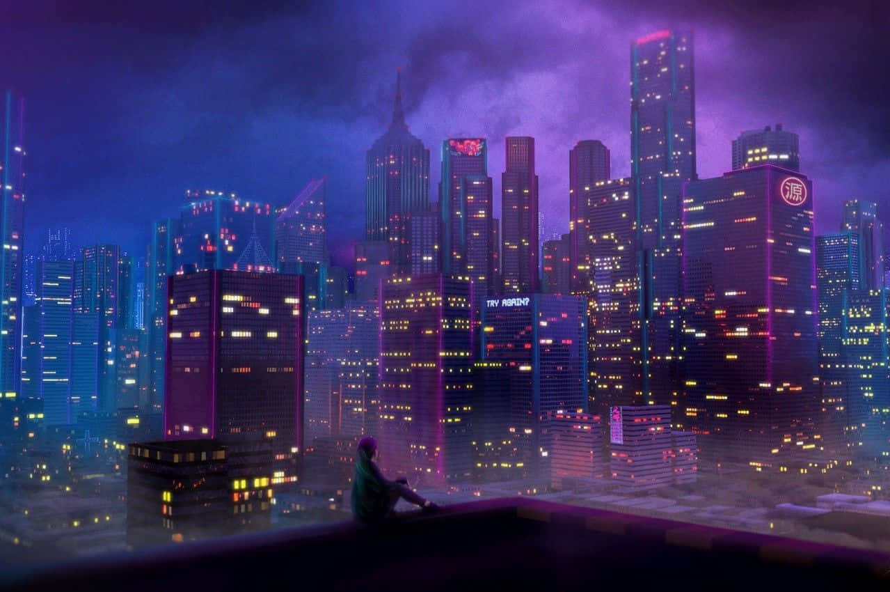 Nakamamanghang Tanawin ng Neon City Wallpaper