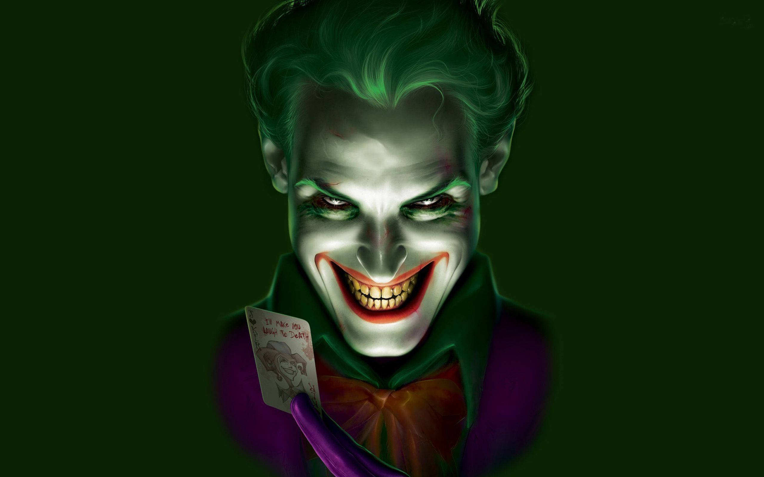 Nakangiting Joker na May Berdeng Buhok Wallpaper