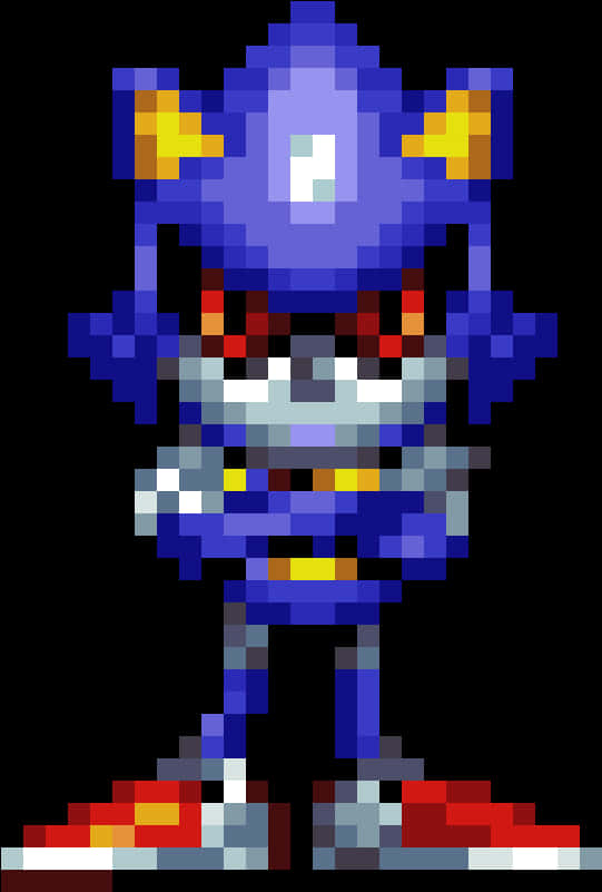 Nakatay na Pixelated na Metal Sonic Wallpaper