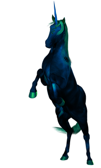 Nakatayong Asul na Unicorn na Mistikal Wallpaper