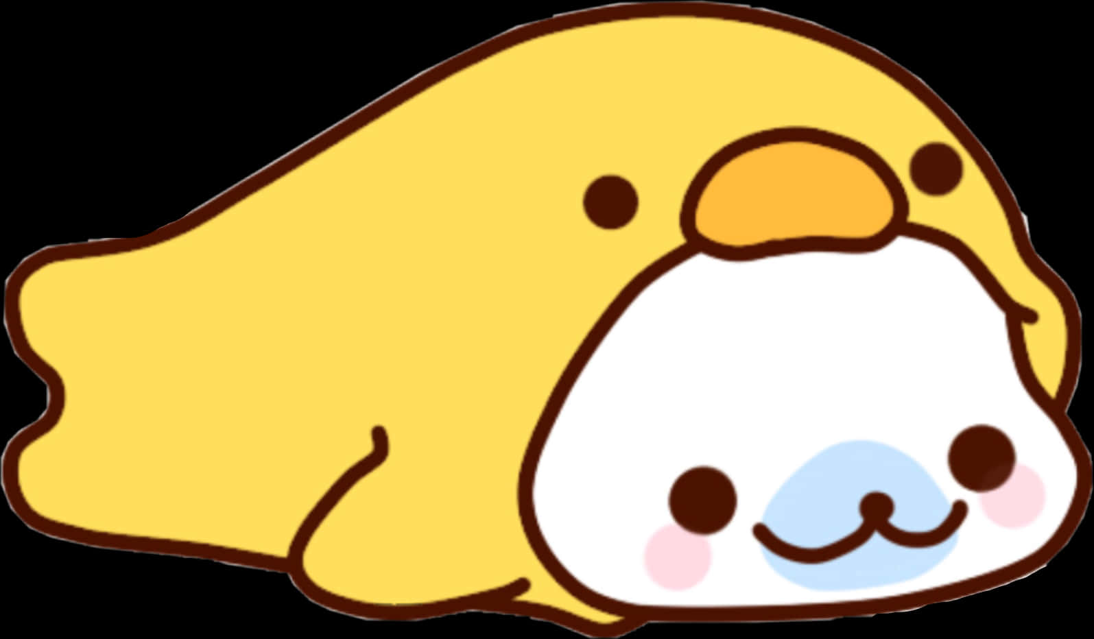 Nakatihayang Kawaii Cartoon Seal Wallpaper