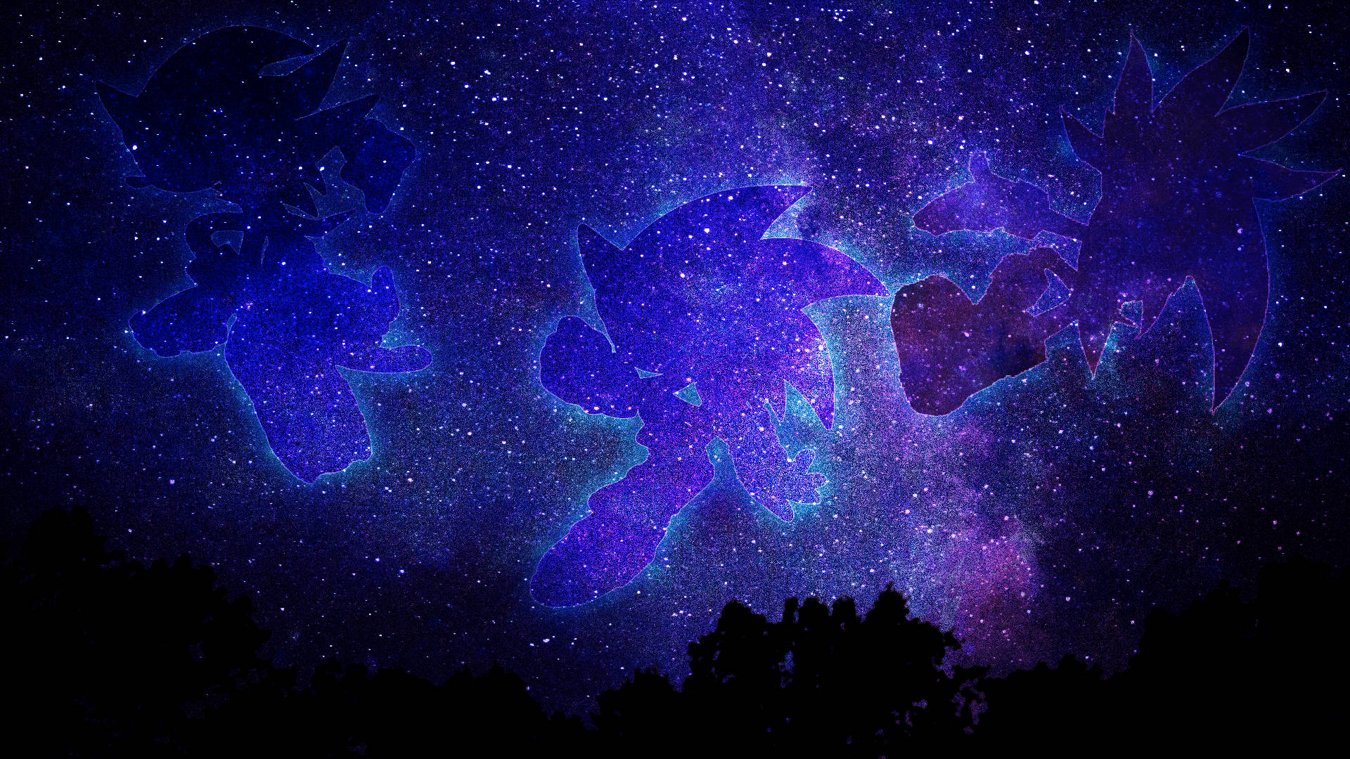 Nakatitig sa kalangitan sa gabi kasama ang dalawang hedgehog. Wallpaper