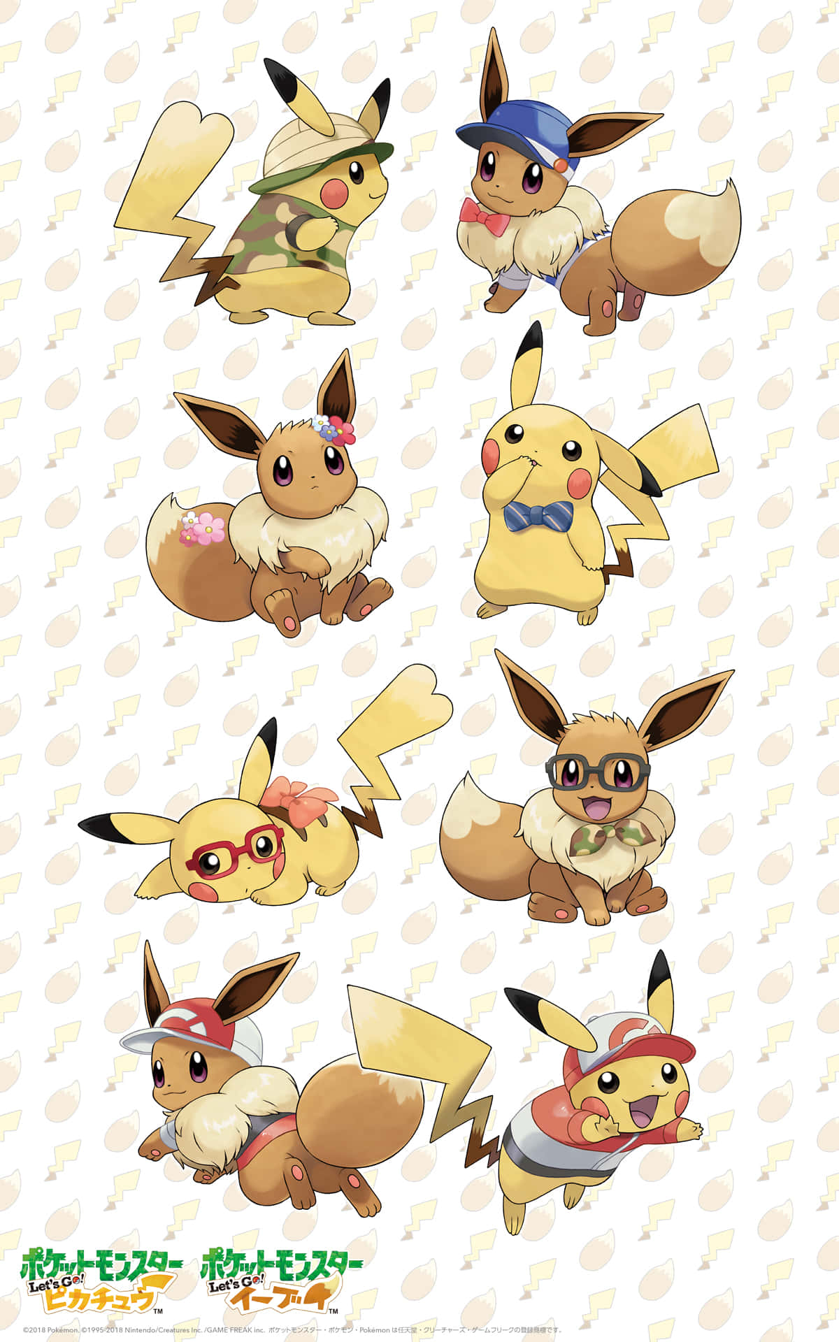 Nakatutuwang Pikachu At Eevee Naglalaro Magkasama Wallpaper
