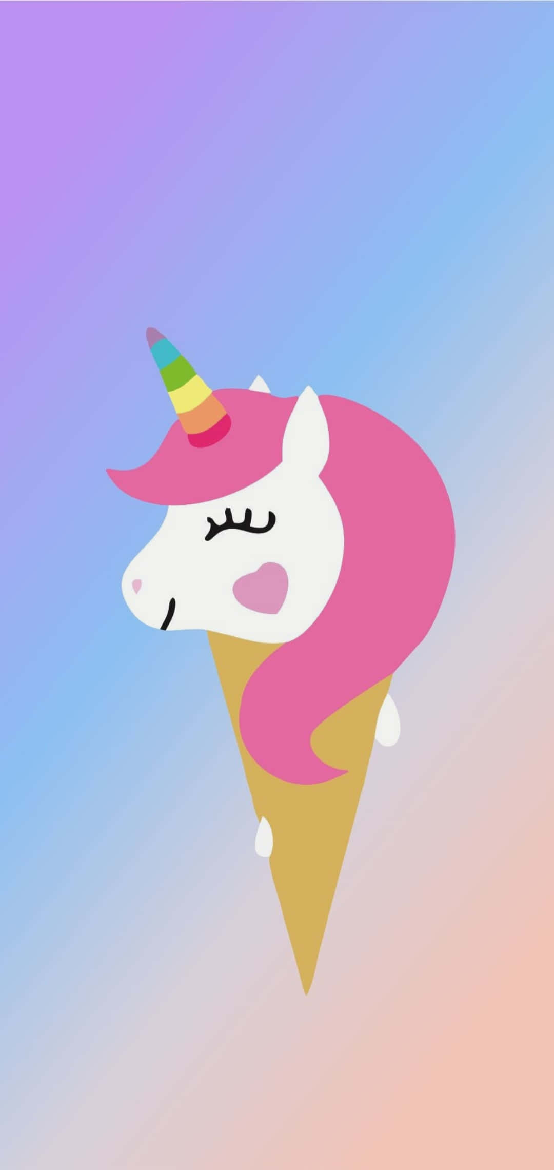 Nakatutuwang Unicorn sa Background na Cone Wallpaper