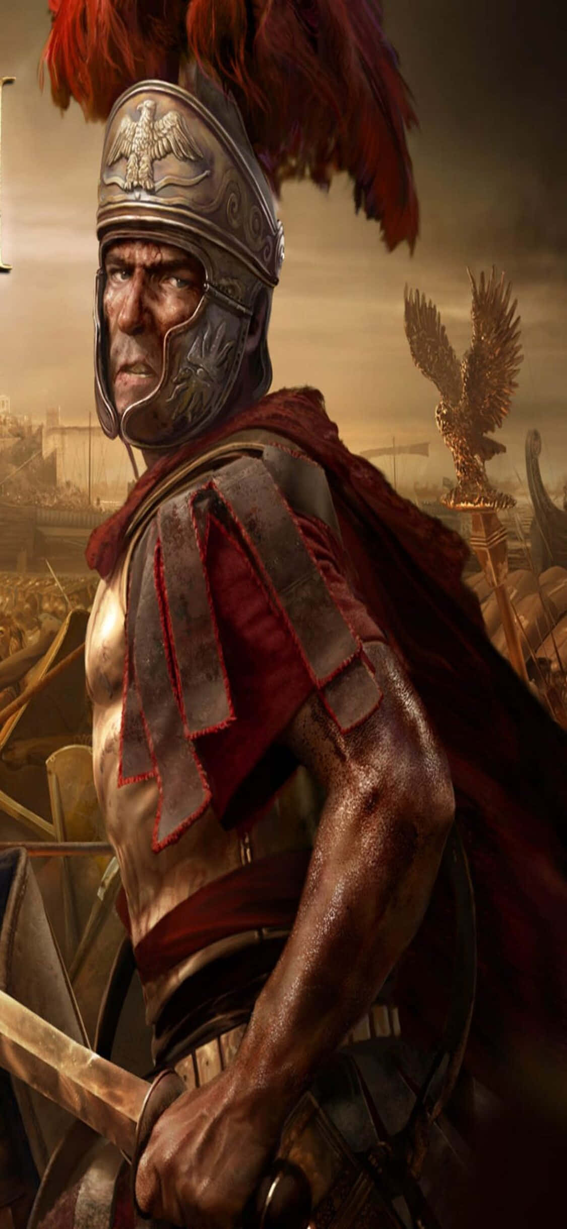 Nakikipaglaban ng mga Epikong Digmaan sa Total War Rome 2 sa iPhone Xs Wallpaper