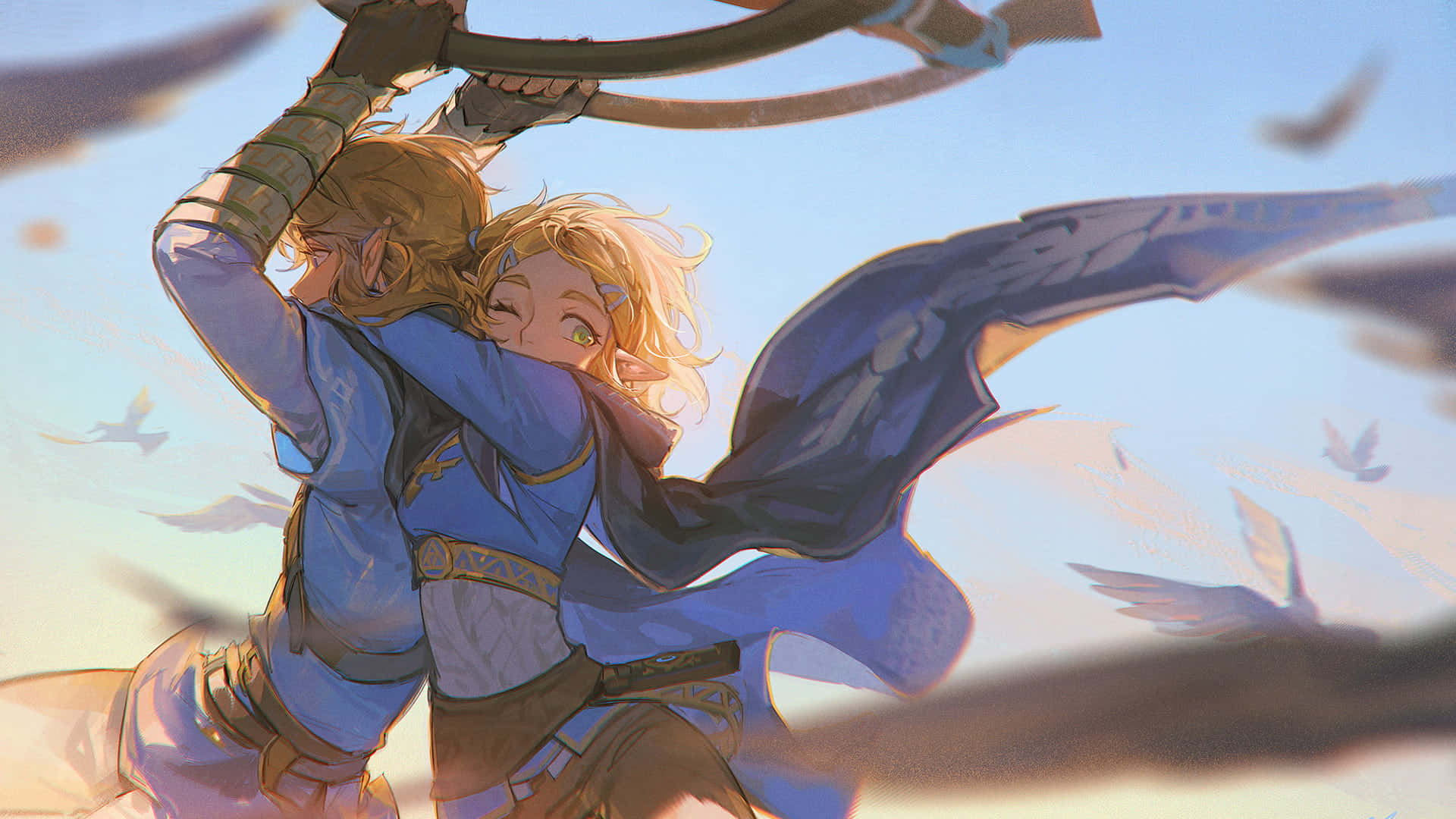 Nakikipaglaban si Link sa isang Octorok sa Legend of Zelda Wallpaper