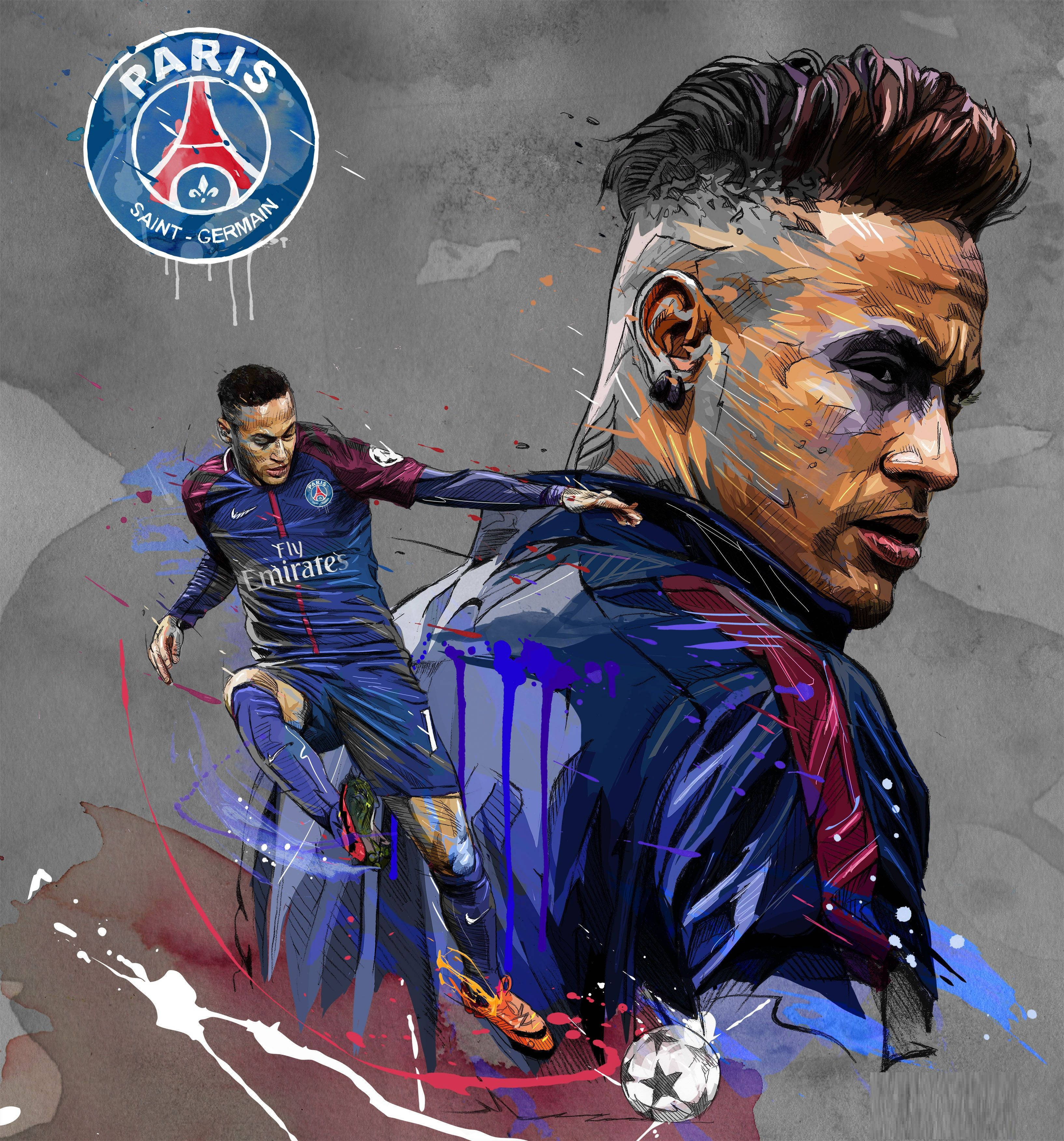 Nakipagkamay si Neymar sa isang tagahanga matapos matagumpay na makumpleto ang kanyang pen-tool artwork Wallpaper
