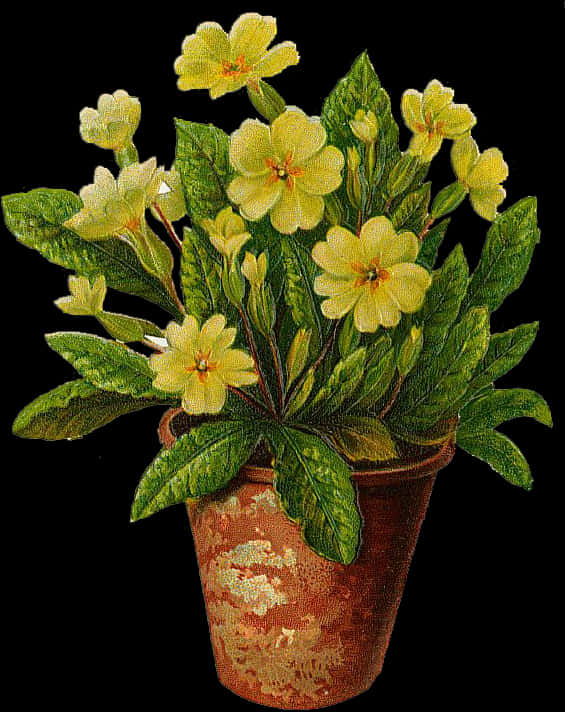 Namumulaklak na Dilaw na Bulaklak sa Palayok na Lupa Wallpaper