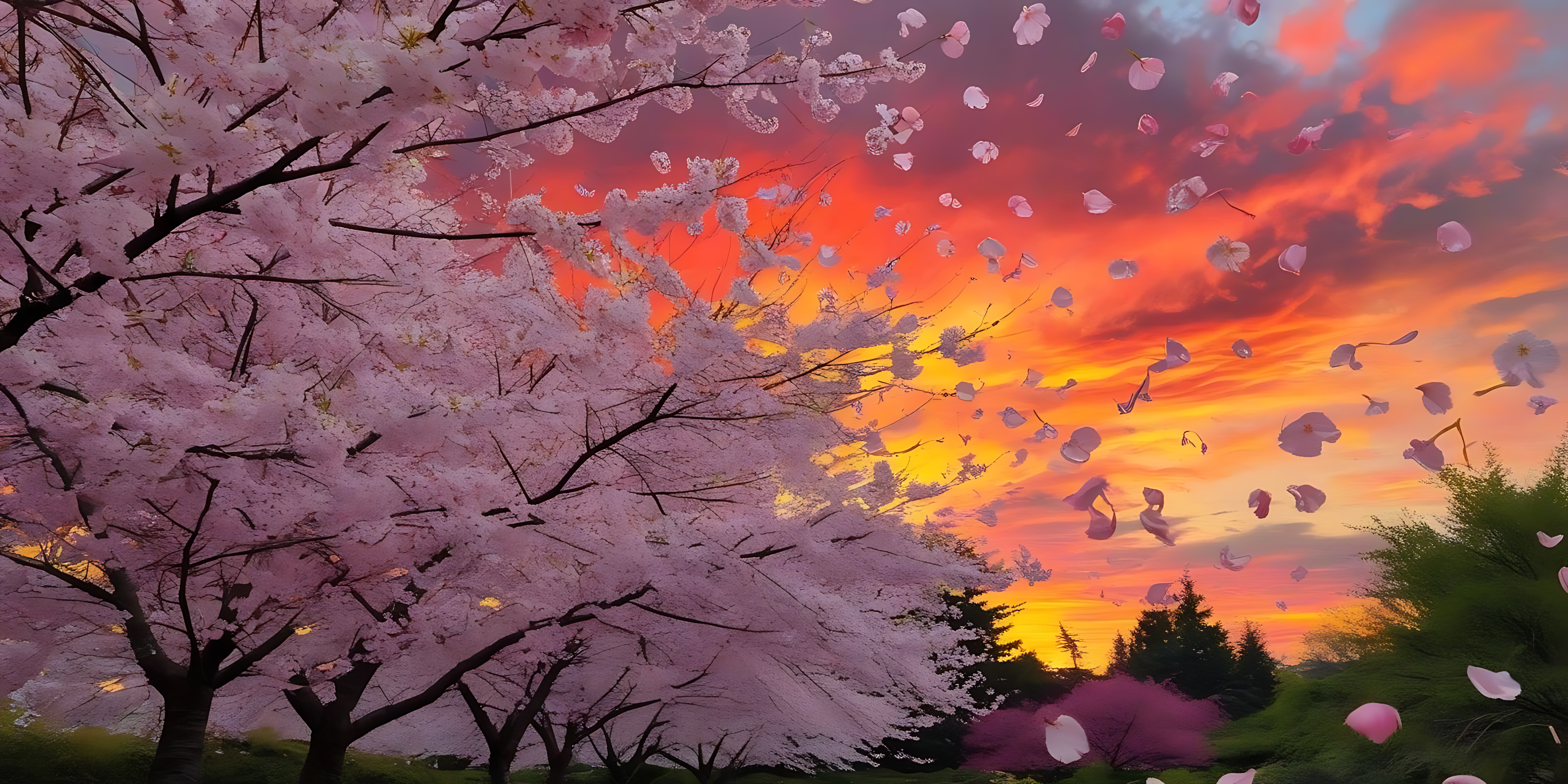 Namumulaklak na mga puno ng cherry blossom Wallpaper