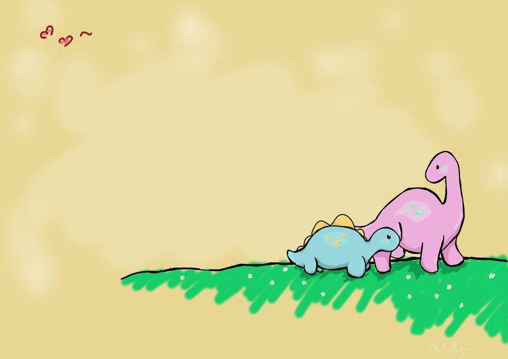 Nanay at Anak na Dinosaur na Nakatutuwa Wallpaper