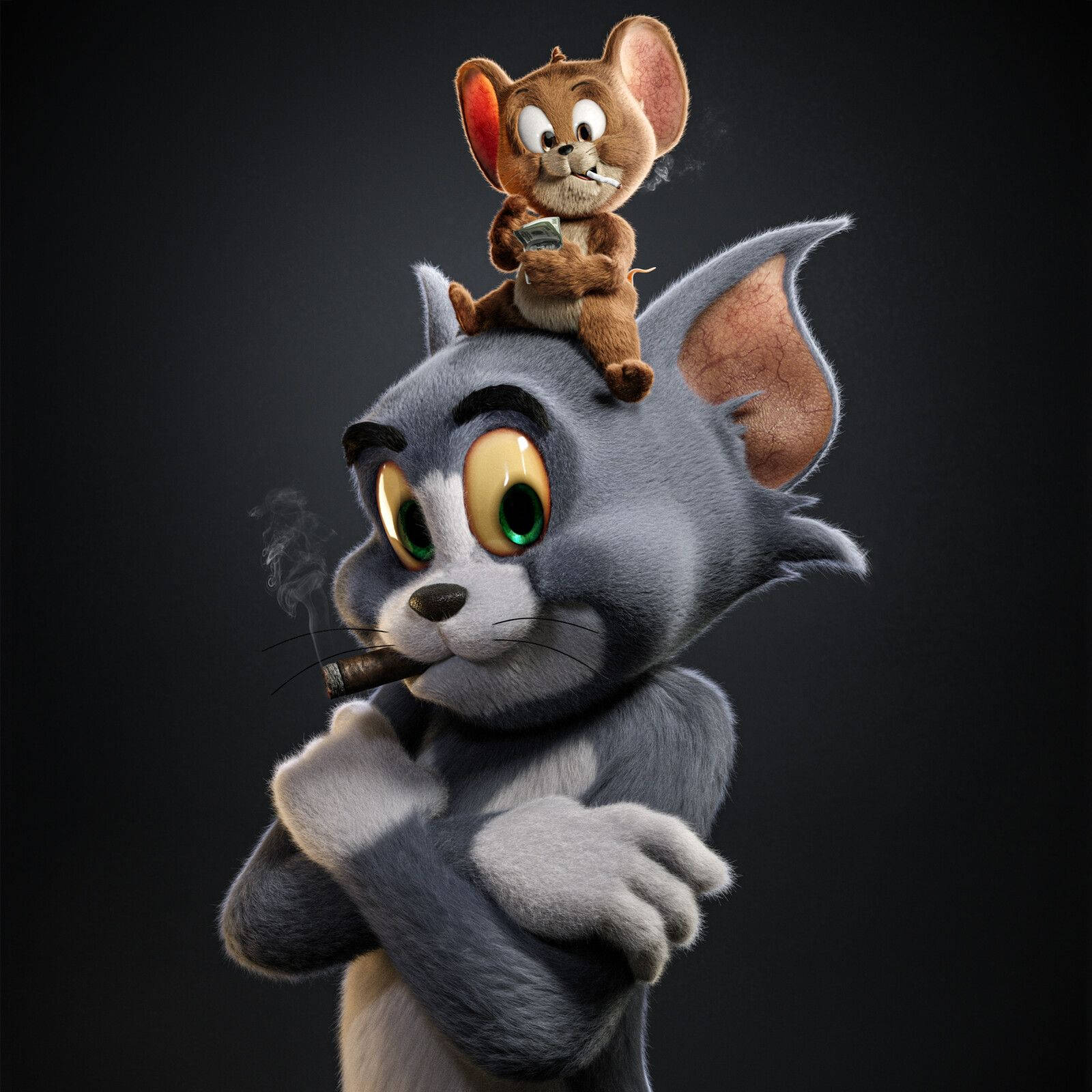 Naninigarilyong Tom at Jerry 3D 4K Wallpaper